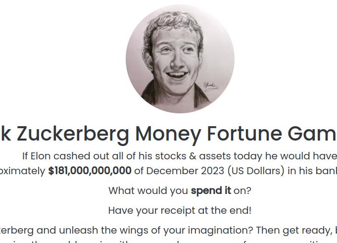 Play the game Spend Mark Zuckerberg Money Game