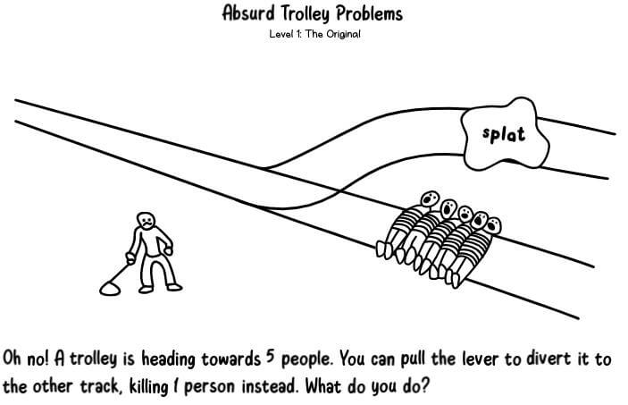 Play the game Absurd Trolley Problems