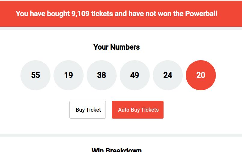 Play the game Win the Powerball