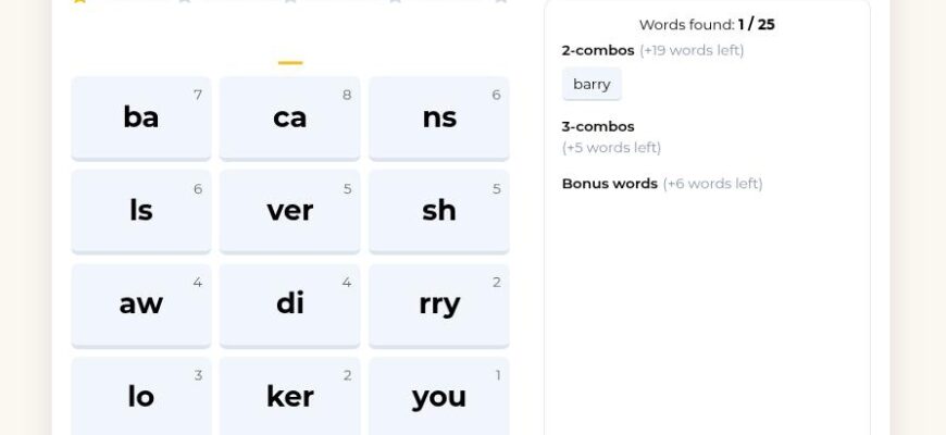 Combinations Word Game